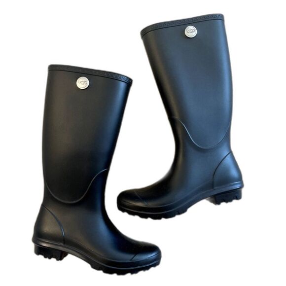 Women's UGG Australia Shelby Matte Black Rain Boots - Size 5 - Picture 1 of 8